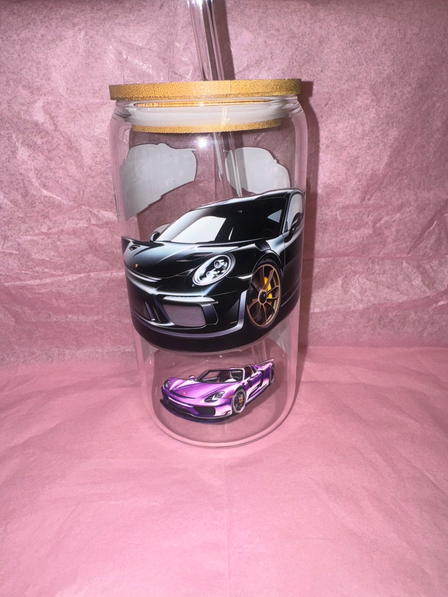 16 Oz Porsche Glass Can