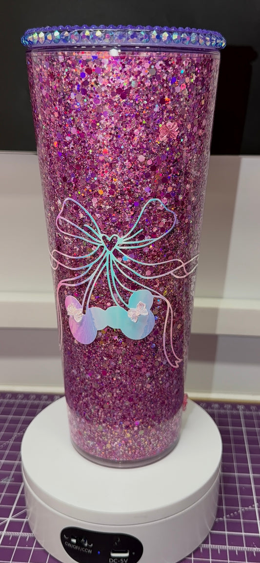 24 oz No Globe Cherry Bow Tumbler