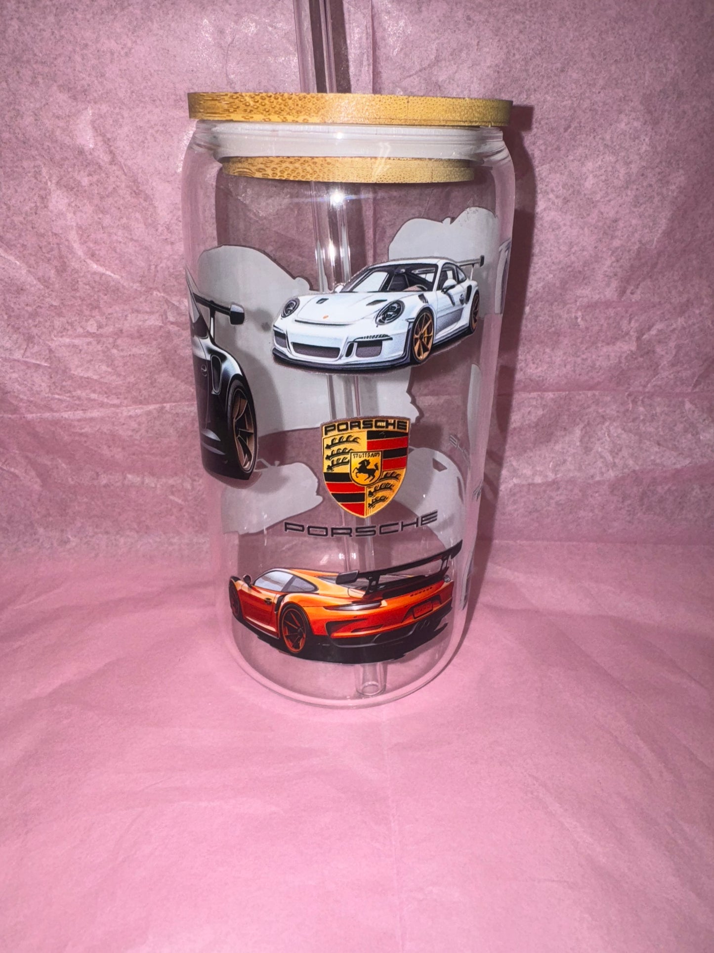 16 Oz Porsche Glass Can