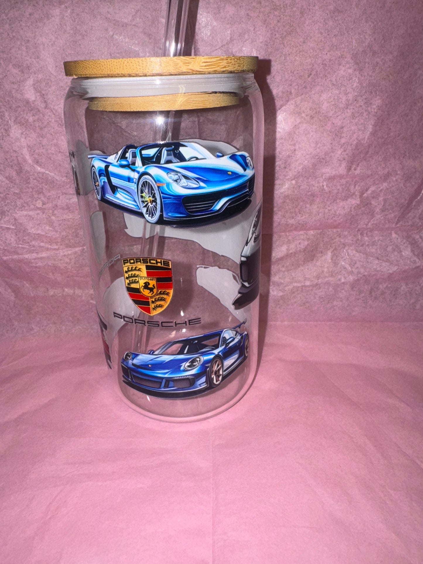 16 Oz Porsche Glass Can