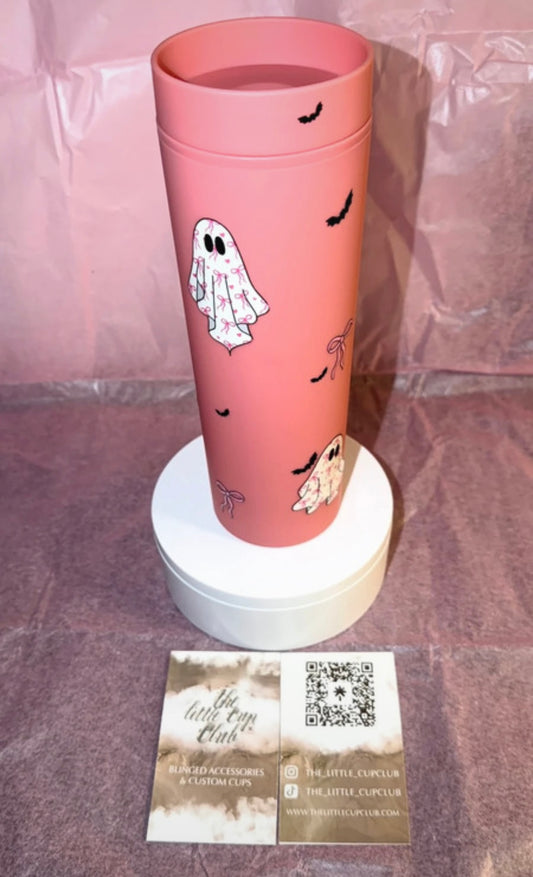 Pink Bow Ghost 16oz Tumbler