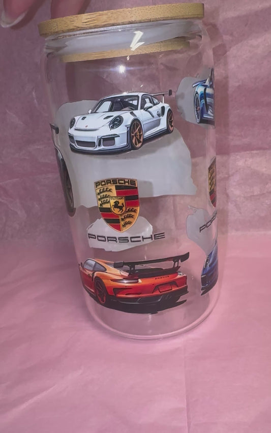 16 Oz Porsche Glass Can